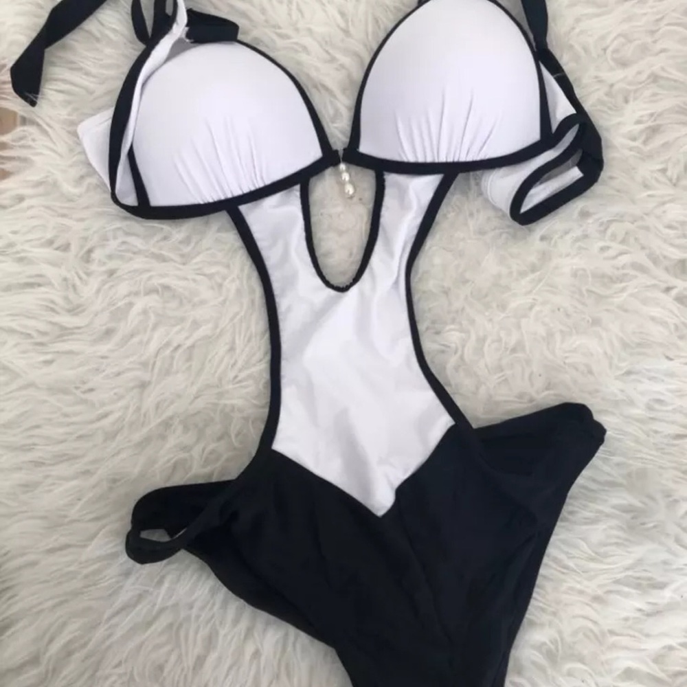 2022 new One Piece Swimsuit Women Swimwear Monokini with pear accessories - Picture 3 of 4